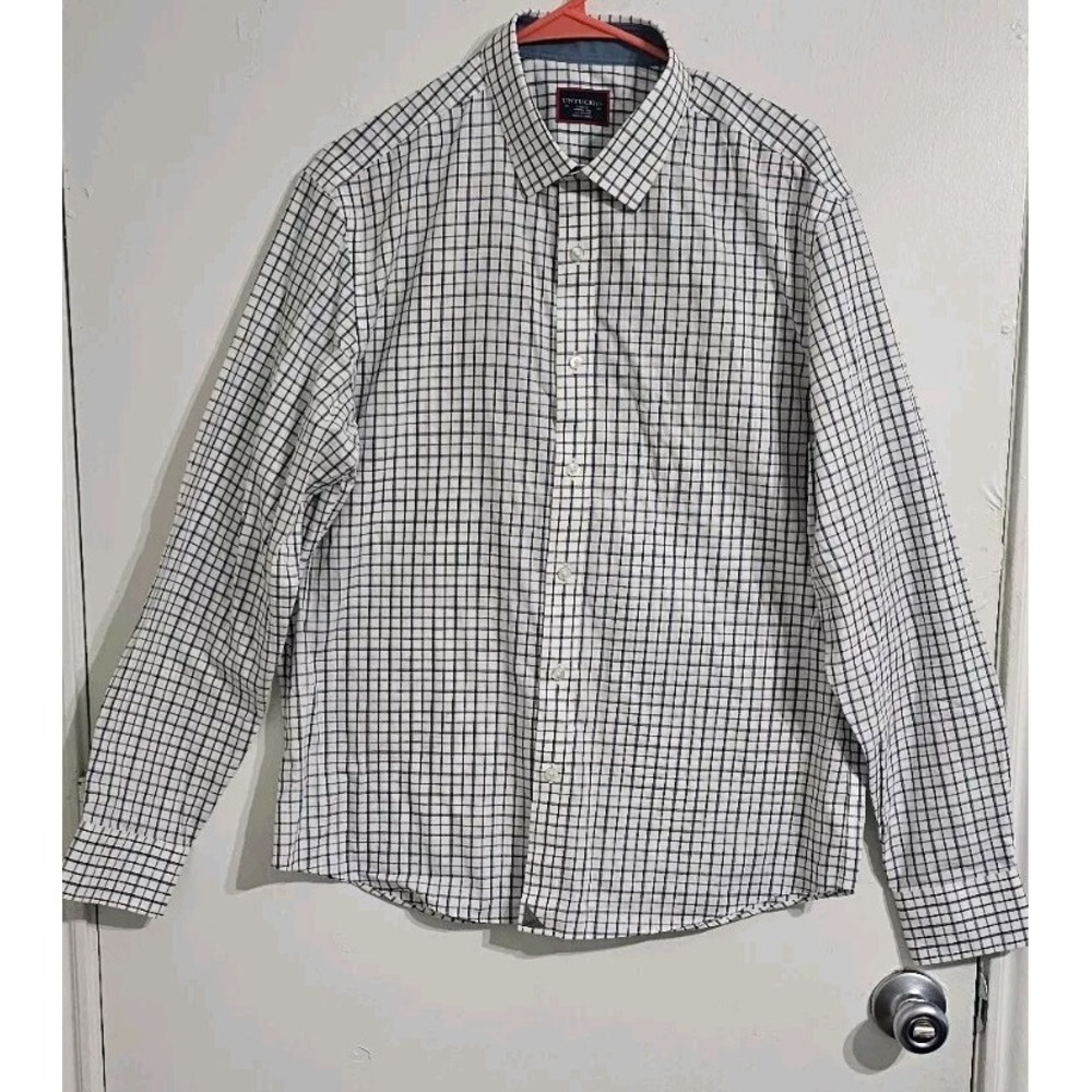 UNTUCKit Button-Down Shirt Mens Large White Brown Cotton Career Wear Dress Shirt